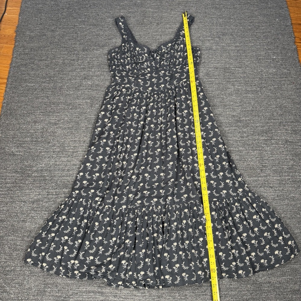 American Eagle Corset Tiered Midi Dress Women Large Gray Floral Milkmaid Cottage - Picture 9 of 13